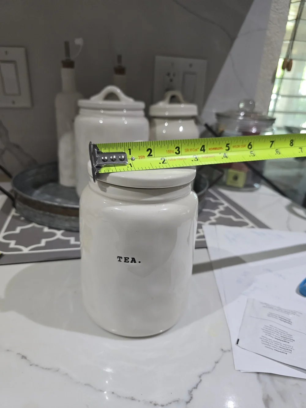 Rae Dunn White Ceramic Tea Canister Jar - Classic Kitchen Storage